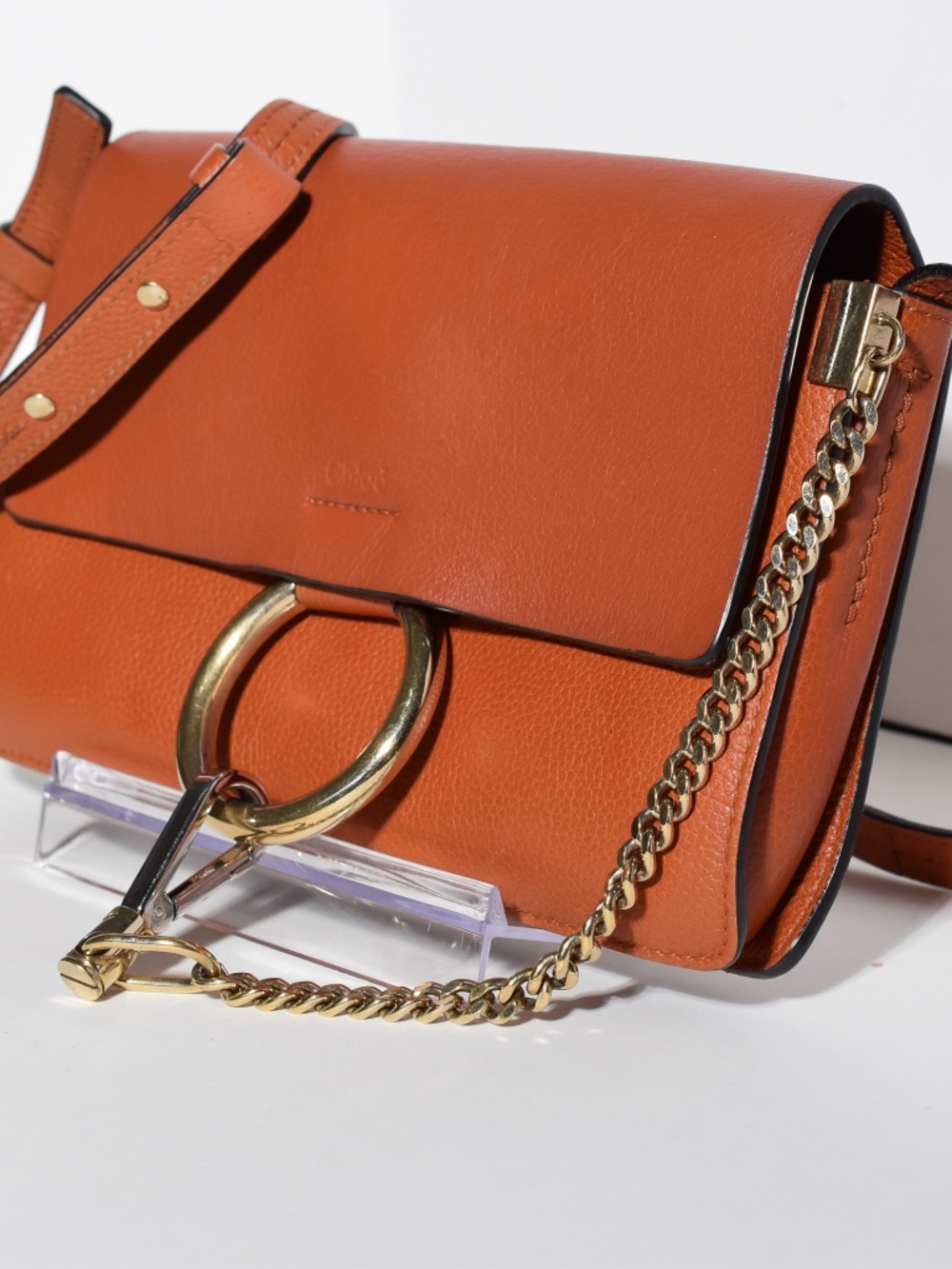 Chloé Small Faye Shoulder Bag Cognac / Brown Calfskin Leather - Picture 4 of 16